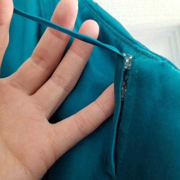 Strapless teal tulle formal dress - Picture 4 of 7